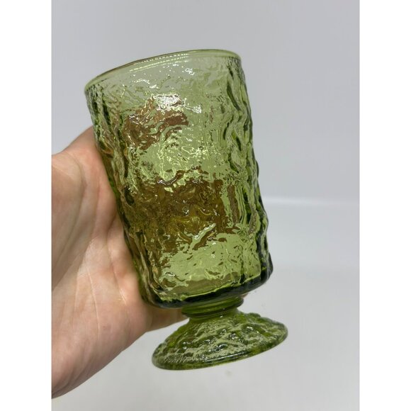 VTG 1970 Seneca Milano Green Footed 4.25" Juice Glass Green Textured Tumbler - Picture 4 of 6